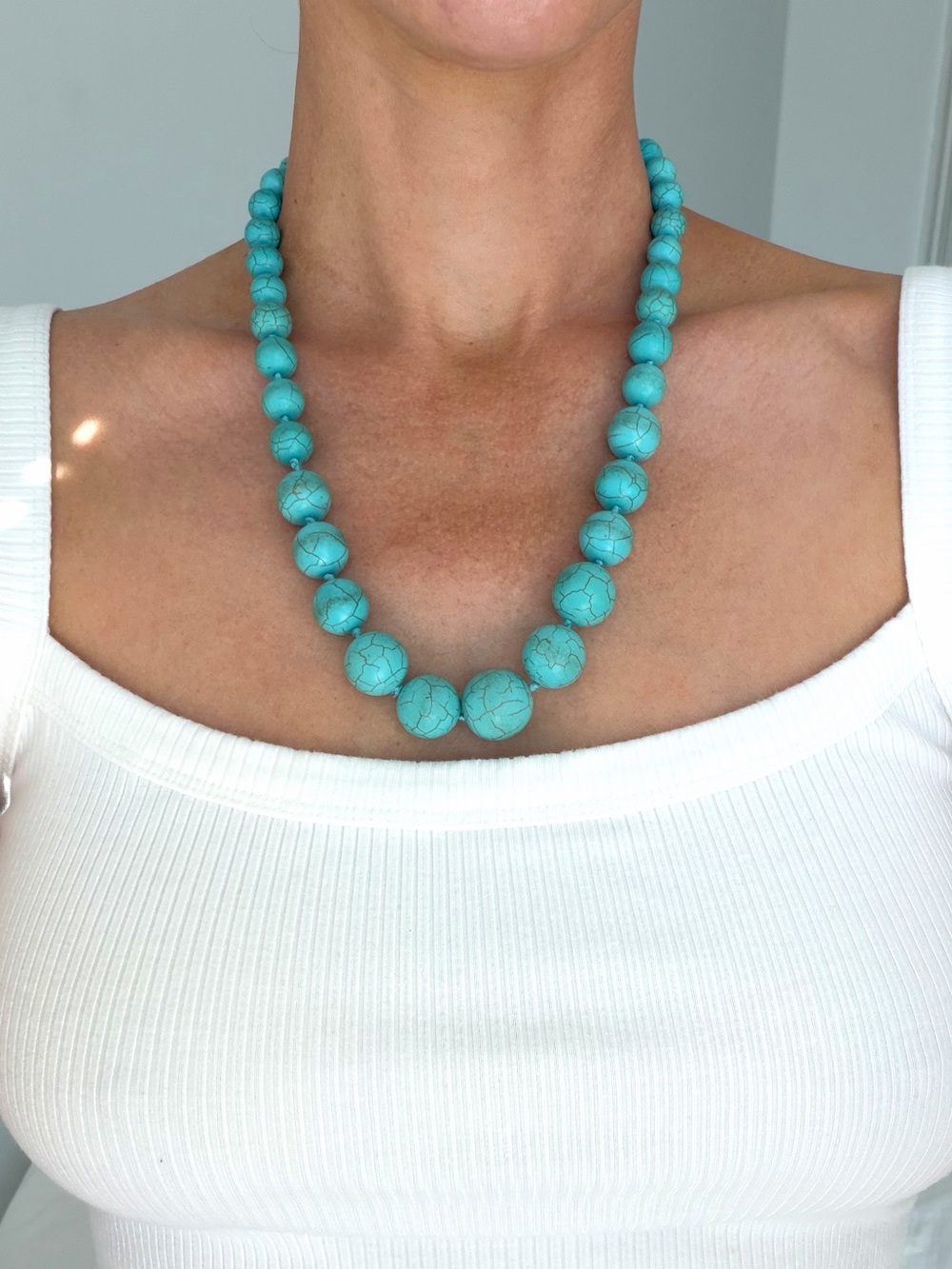 Turquoise Blue Beaded Necklace